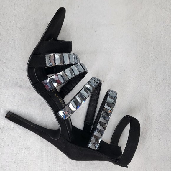Black Multi Strap 4.5" High Heel Shoes - Picture 1 of 11